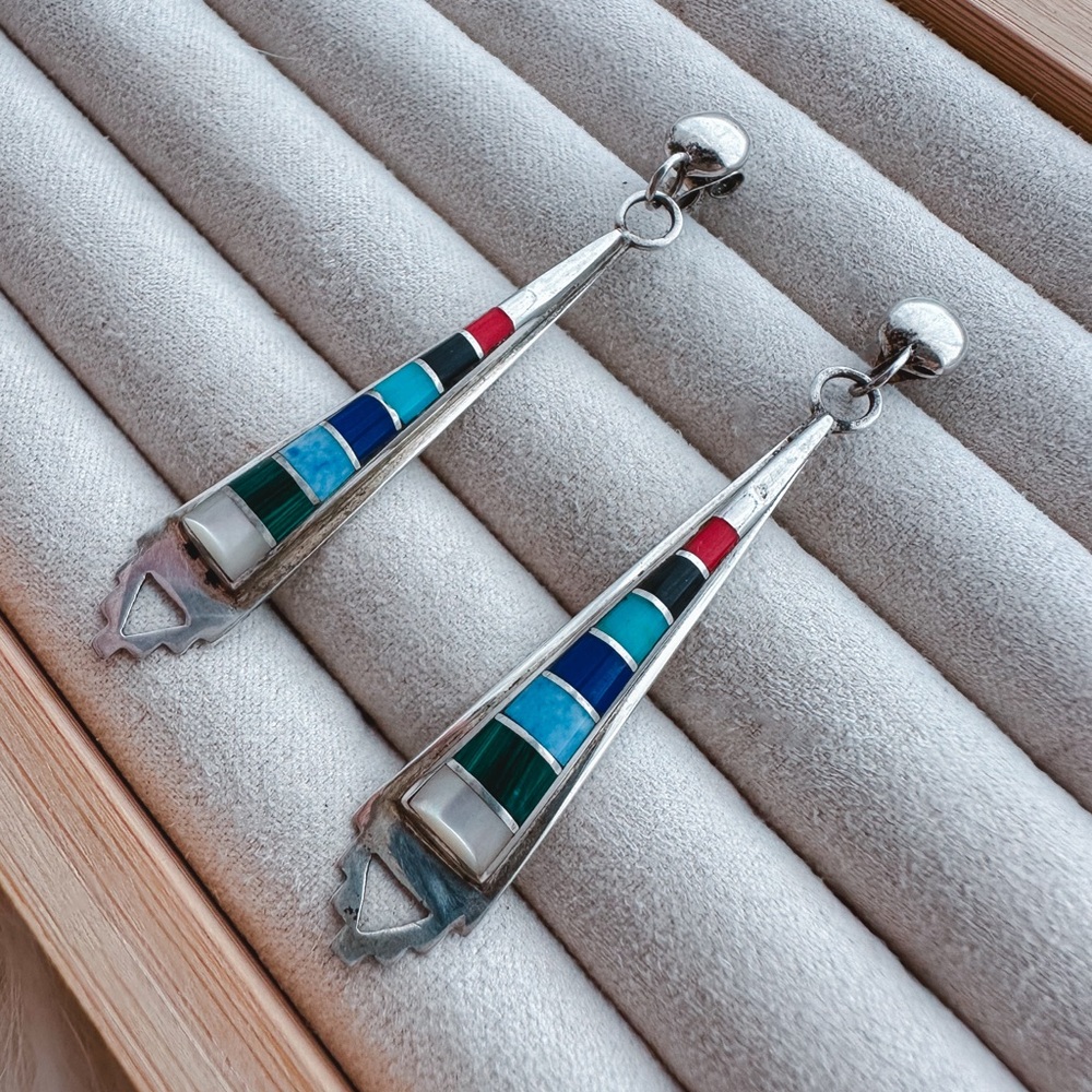Vintage Native American multistone earrings - Picture 2 of 4